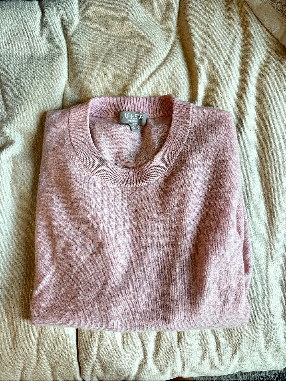 J.Crew Cashmere Classic Crewneck Sweater Pink Medium